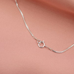 Thin Silver Necklace, Sterling Silver, Box Chain Necklace image 3