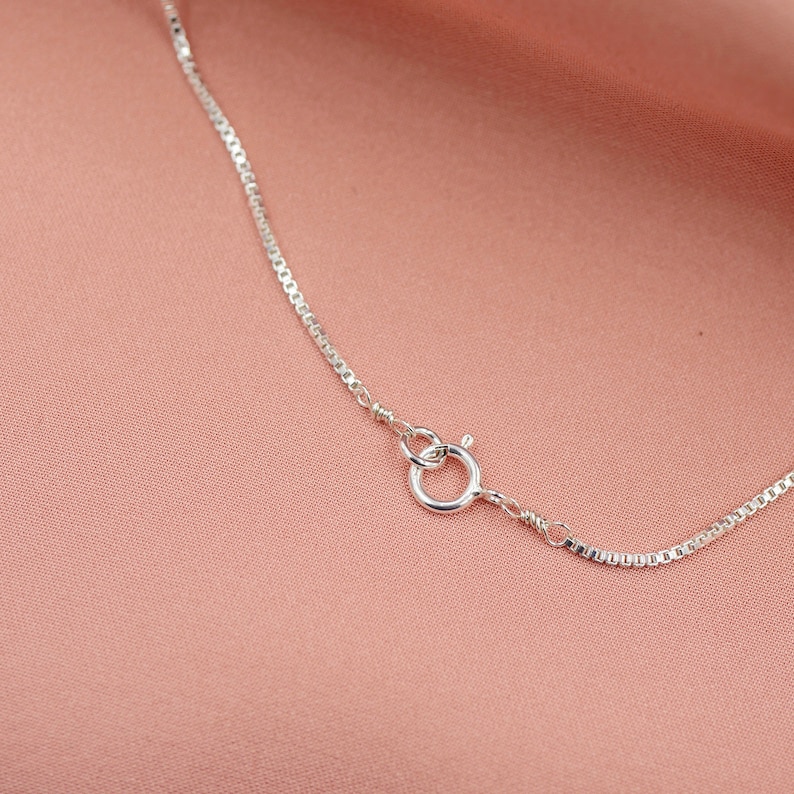 Thin Silver Necklace, Sterling Silver, Box Chain Necklace image 3