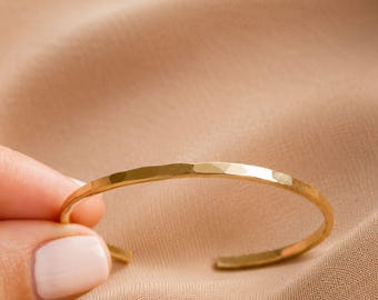Gold Hammered Cuff | 14kt Gold Filled Cuff | Thin Gold Cuff | Gold Cuff Bracelet