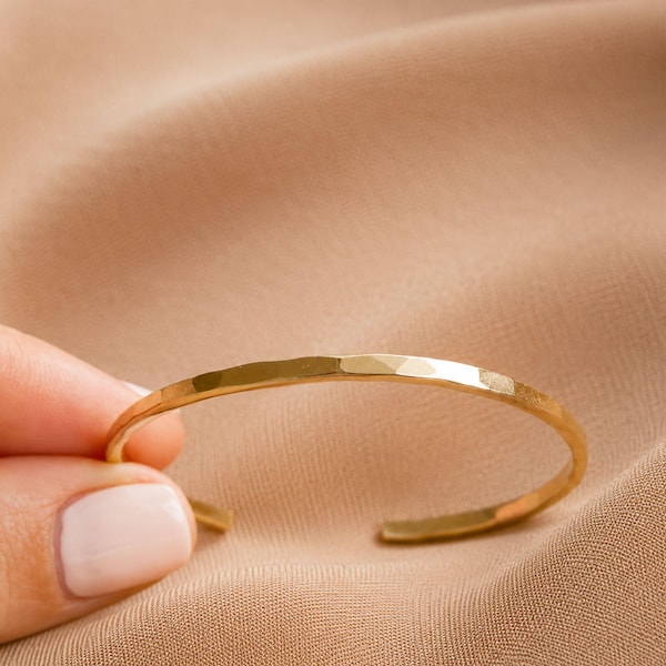 Gold Hammered Cuff | 14kt Gold Filled Cuff | Thin Gold Cuff | Gold Cuff Bracelet