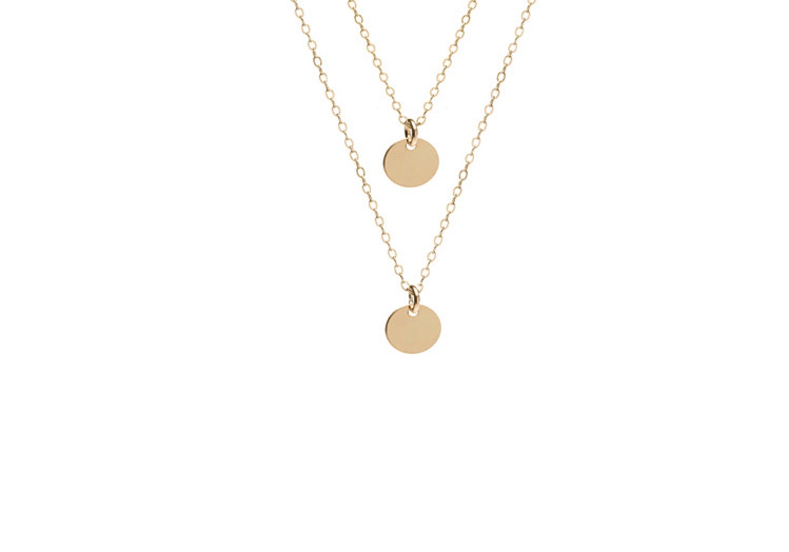 Gold Dot Necklace Set 14kt Gold Filled Gold Disc Layered Etsy
