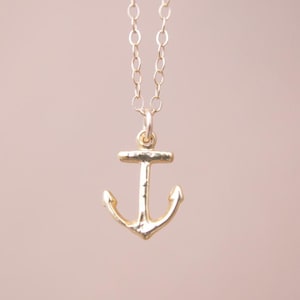 Gold Anchor Necklace | Tiny Gold Anchor Charm Necklace | Anchor Necklace Gold