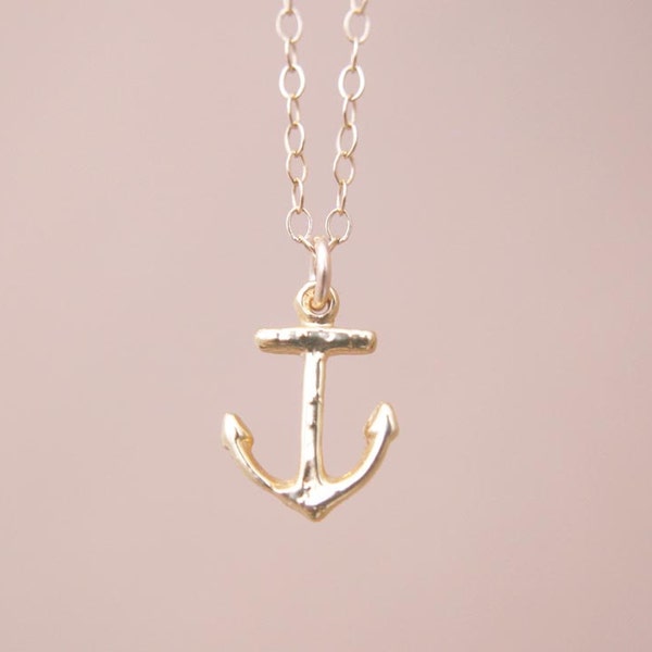 Gold Anchor Necklace | Tiny Gold Anchor Charm Necklace | Anchor Necklace Gold