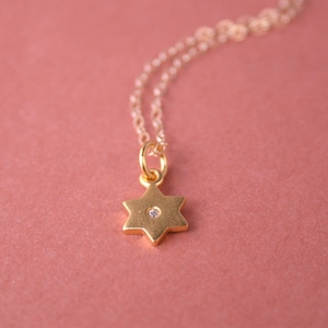 Star of David Necklace 24kt Gold Vermeil with Diamond