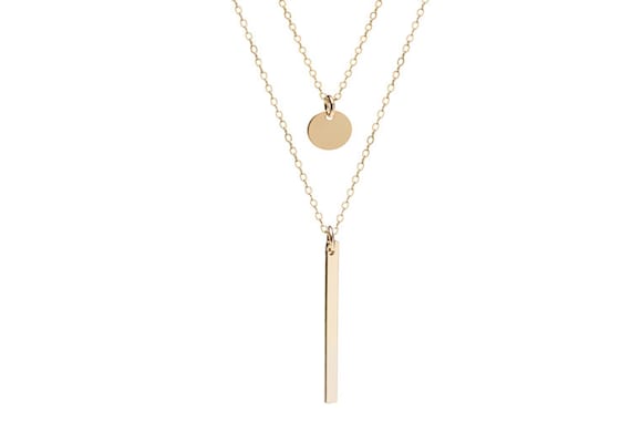 Layered Necklace Set Bar and Disc Necklace Sterling Silver or 14kt