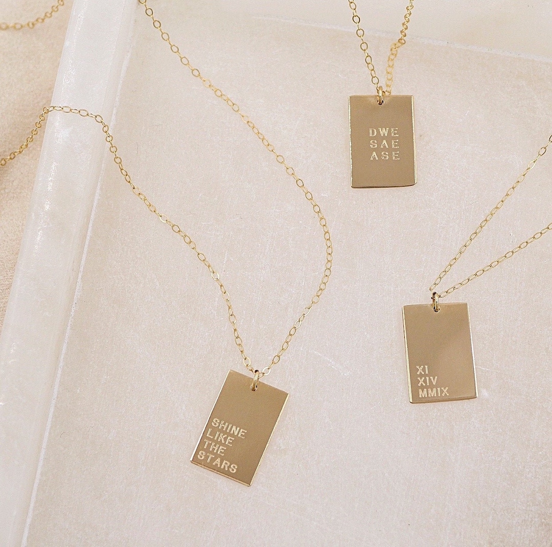Personalized Rectangle Necklace Personalized Rectangle Pendant