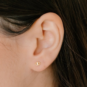 Evil Eye Stud Earrings, Gold Evil Eye Studs, Evil Eye Stud Earrings, Mini Evil Eye Studs