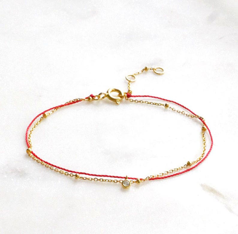 Red string bracelet Simple bracelet Goodluck bracelet image 2