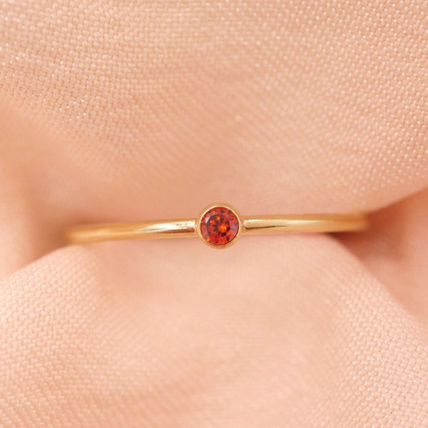 July Birthstone Ring, 14kt Gold Filled or Sterling Silver, Ruby Birthstone Ring, Dainty Birthstone Ring