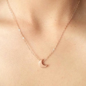 Tiny Rose Gold Moon Necklace image 2