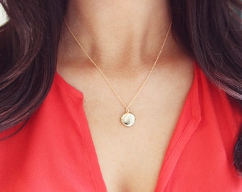 Tiny Gold Locket Necklace on Delicate 14kt Gold Filled Chain