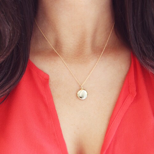 Tiny Gold Locket Necklace on Delicate 