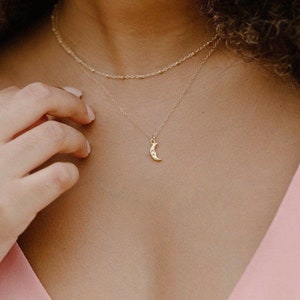 Mini Moon Necklace | Gold Moon Necklace | Moon Jewelry