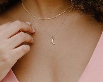 Mini Moon Necklace | Gold Moon Necklace | Moon Jewelry