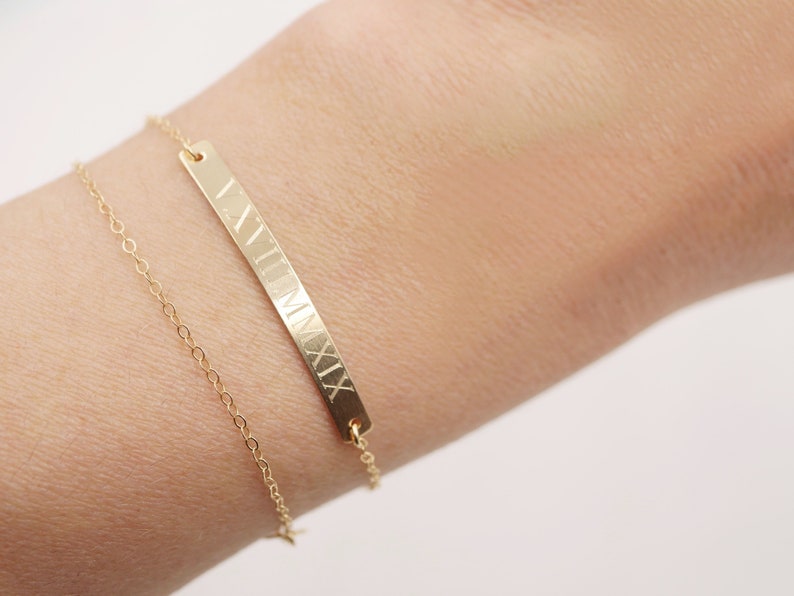 Roman Numeral Bracelet Personalized Bracelet Dainty Gold Bracelet Wedding Date Bracelet Anniversary Bracelet image 2