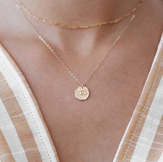 Etsy gold shop coin necklace
