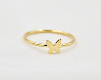 Butterfly Ring, Little Butterfly Ring, Gold or Silver Butterfly Ring, Stacking Ring, Dainty Gold Ring, Butterfly Jewelry