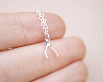 Tiny Wishbone Necklace Sterling Silver