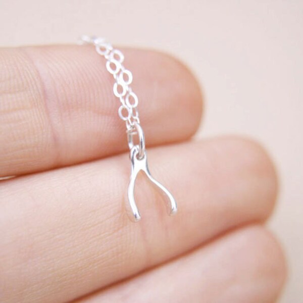 Tiny Wishbone Necklace Sterling Silver