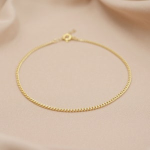 Curb Chain Anklet, Gold Chain Anklet, Thin Gold Anklet, 14kt Gold Filled, Water Proof image 2