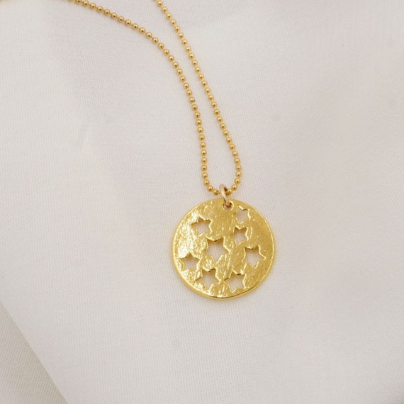 Stargazer Necklace Gold Medallion 