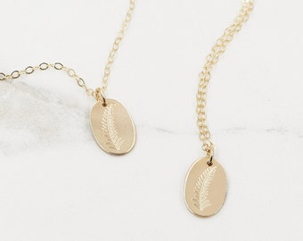 Fern Necklace | Gold Oval Necklace | Plant Necklace | Gold, Rose Gold or Sterling Silver