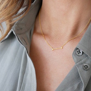 Gold Arrow Necklace Gold Sideways Arrow Necklace image 1