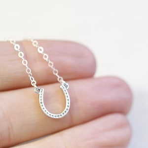 Silver Horseshoe Necklace Tiny Horseshoe Necklace image 1