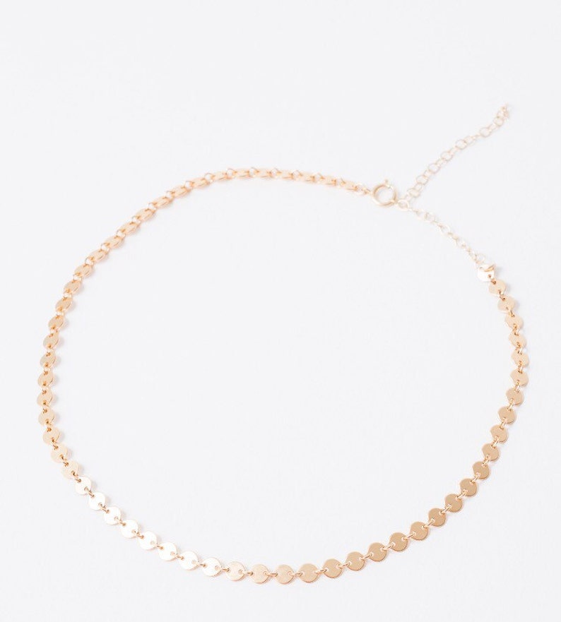 Gold Shimmer Choker Gold Choker Necklace 14kt Gold Filled or Sterling Silver Gold Coin Choker image 2