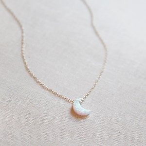 Crescent Moon Necklace Opal and Gold Moon Necklace image 3