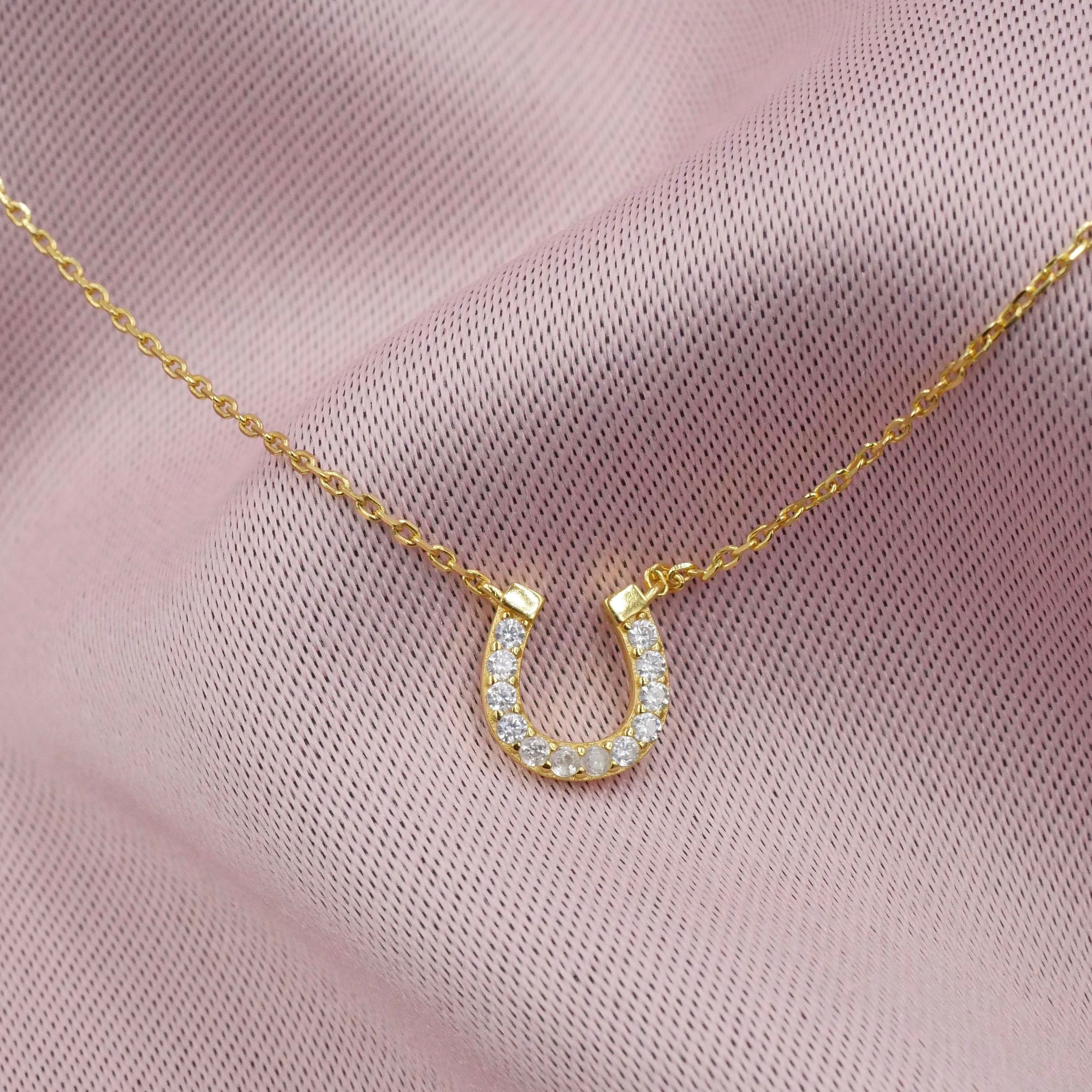 Gold Horseshoe Necklace Tiny Gold 