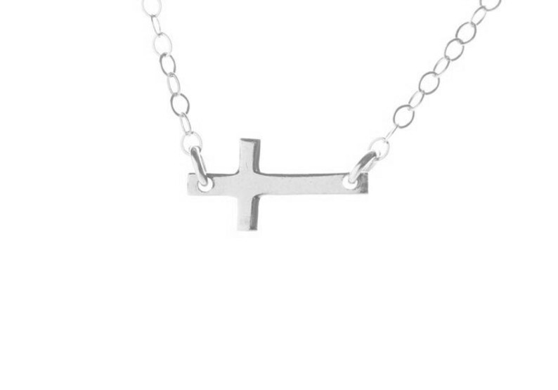 Mini Sideways Cross Necklace 24kt Gold Vermeil or Sterling Silver Sideways Cross Necklace Gold or Silver Necklace image 4