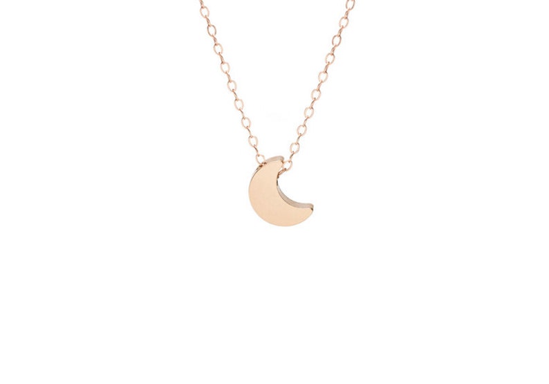 Tiny Rose Gold Moon Necklace image 4