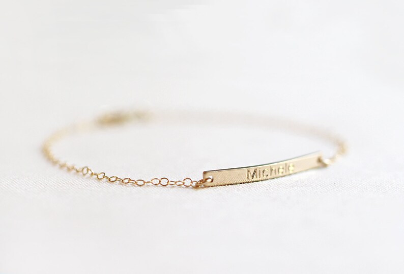 Name Bar Bracelet 14kt Gold Fill or Sterling Silver Personalized Bar Bracelet image 4