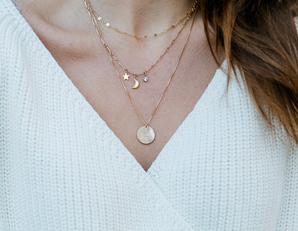 Sun Moon and Star Necklace Cosmic 