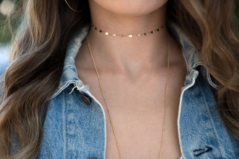 Thin Gold Choker Gold Choker Necklace 14kt Gold Filled Etsy