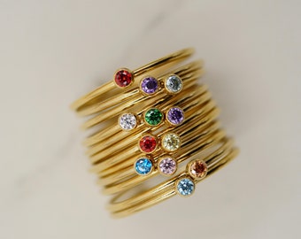 Birthstone Ring 14kt Gold Filled, Stacking Ring, Dainty Birthstone Ring