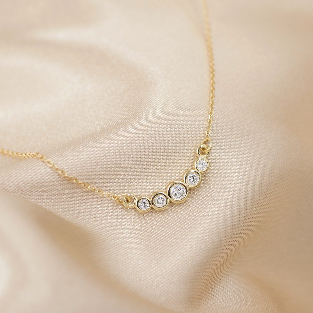Diamond Milestone Necklace Bezel Set 5 Diamond Necklace - Etsy