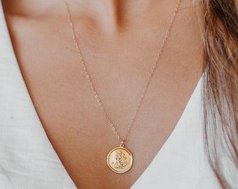 Zodiac Necklace | Coin Necklace | Astrology Jewelry | Gold Coin Necklace