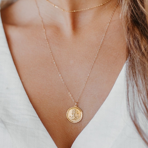 Zodiac Necklace Coin Necklace Astrology 