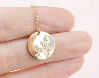 Birthflower Bouquet Necklace, Combined Birth Flower Family Necklace, Floral Bouquet Necklace, 14kt Gold Filled or Sterling Silver