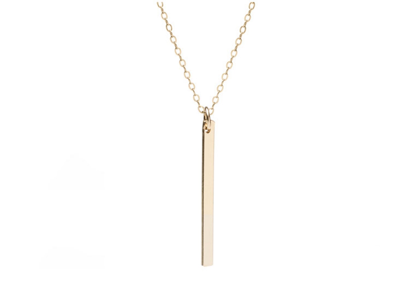 Vertical Gold Bar Necklace Delicate Jewelry 14kt Gold Etsy