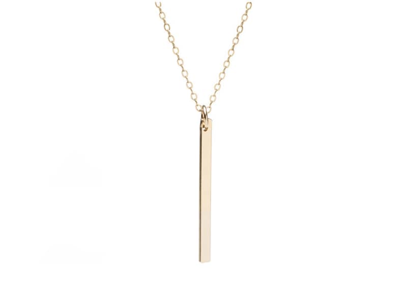 Vertical Gold Bar Necklace Delicate Jewelry 14kt Gold Etsy