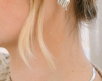 Vintage Wave Stud Earrings, Oversized Chunky Stud Earrings
