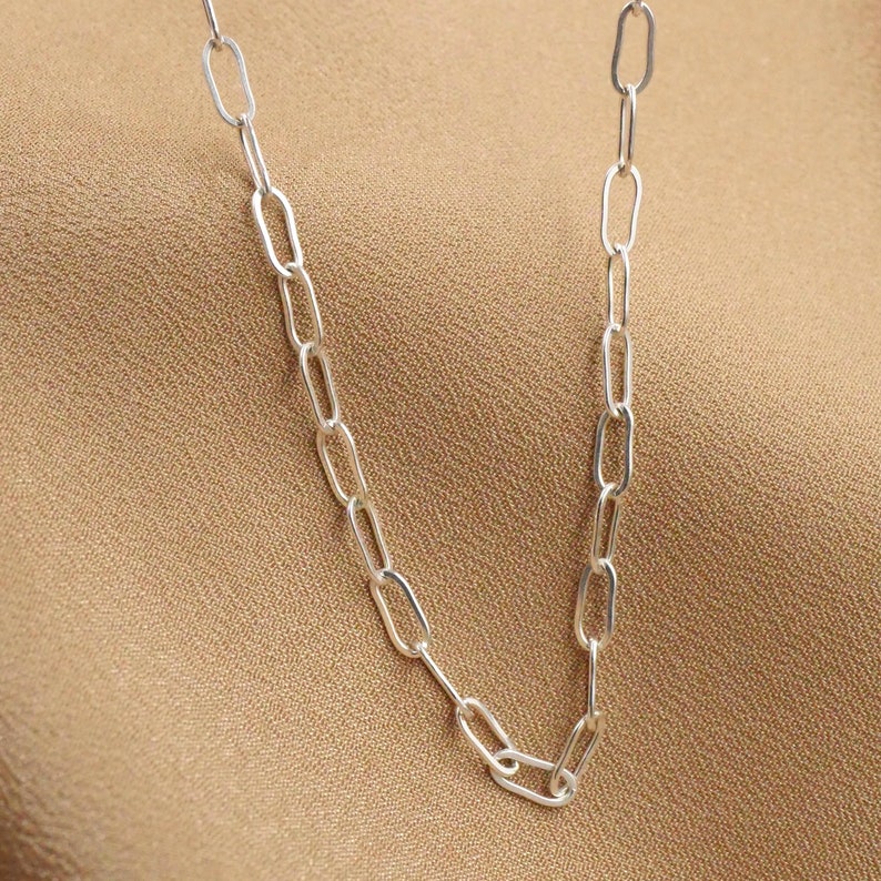 Sterling Silver Paperclip Chain Necklace, Paperclip Necklace, Small Paperclip Chain Necklace image 2