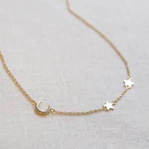 Moon and Star Necklace Delicate Gold Necklace Crescent Moon Necklace image 3