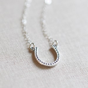 Silver Horseshoe Necklace Tiny Horseshoe Necklace image 2