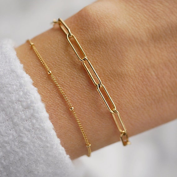 Chunky Paperclip Bracelet With Engraving - Gold Vermeil