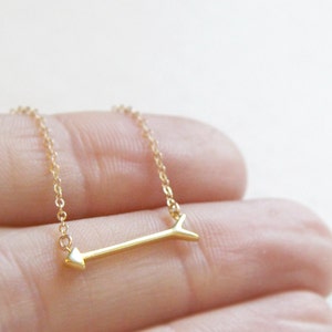 Gold Arrow Necklace Gold Sideways Arrow Necklace image 4