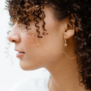 Gold Star Huggie Earrings | Star Hoop Earrings | Super Star Huggie Hoops